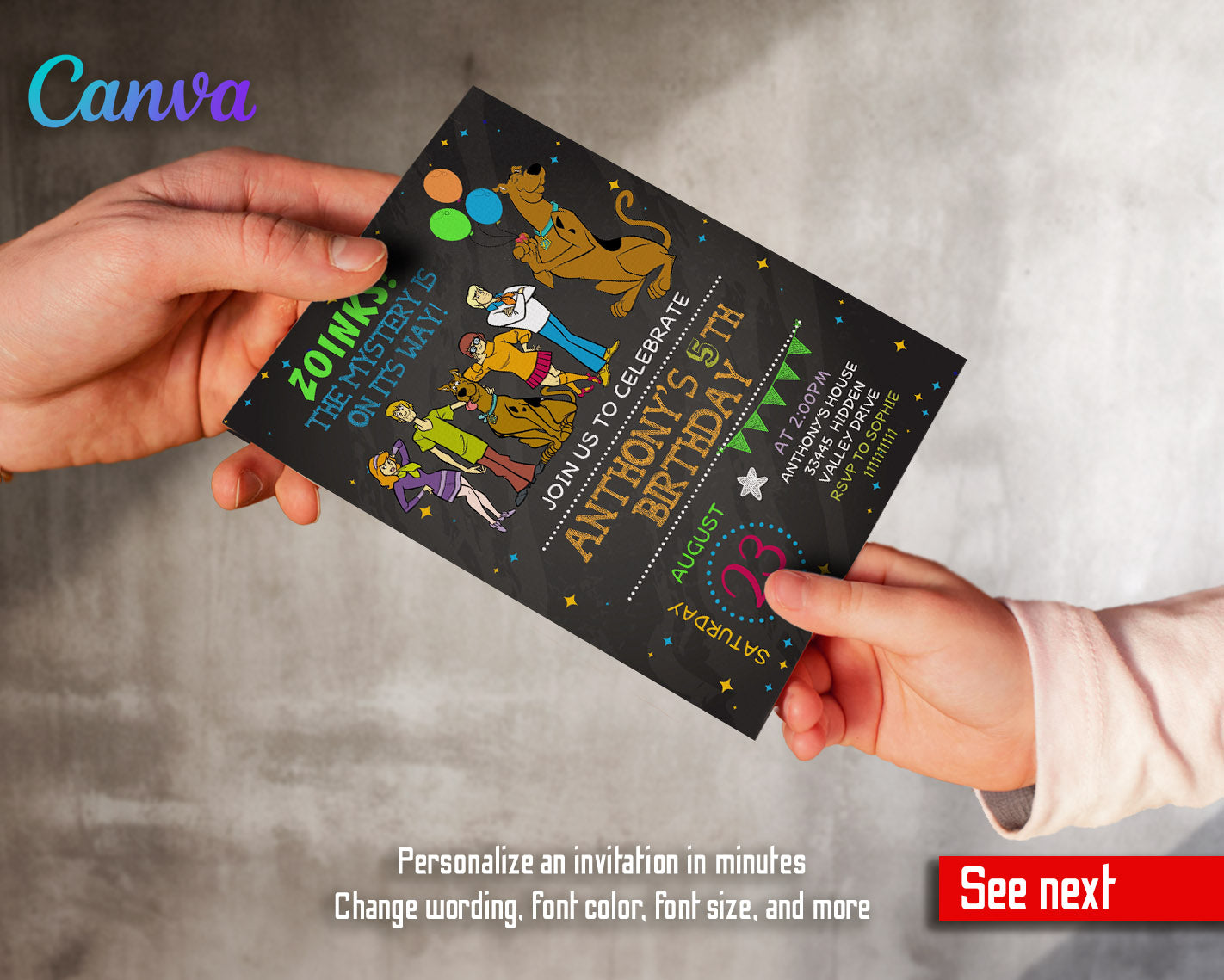 Scooby-Doo  customizable invitation template | Share or Print |  | TO021