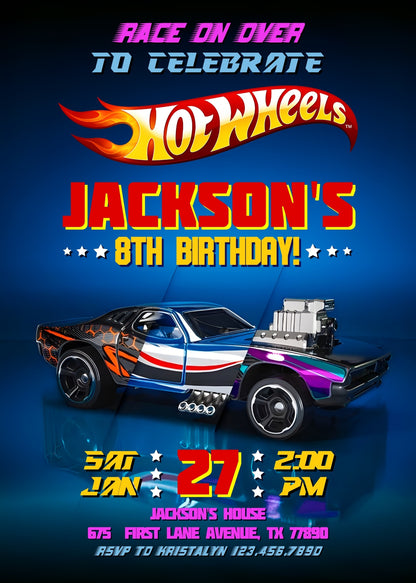 Hot Wheels Racing  customizable invitation template | Share or Print | boy | IM402