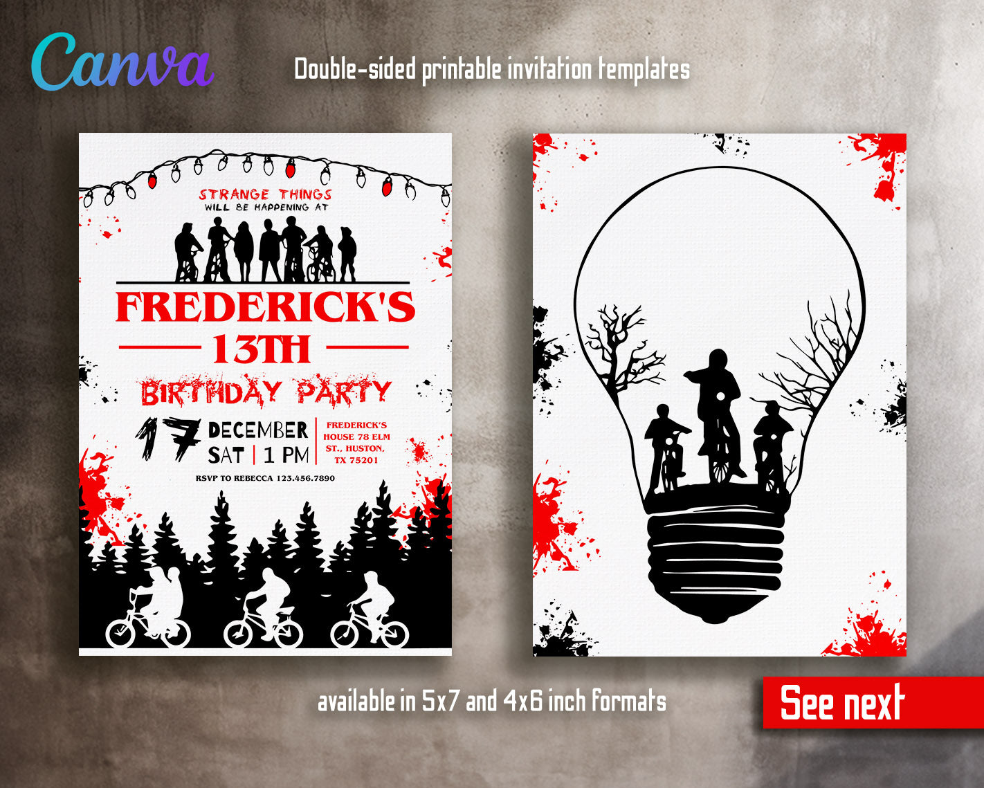 Stranger Things customizable invitation template | Share or Print |  | CE751