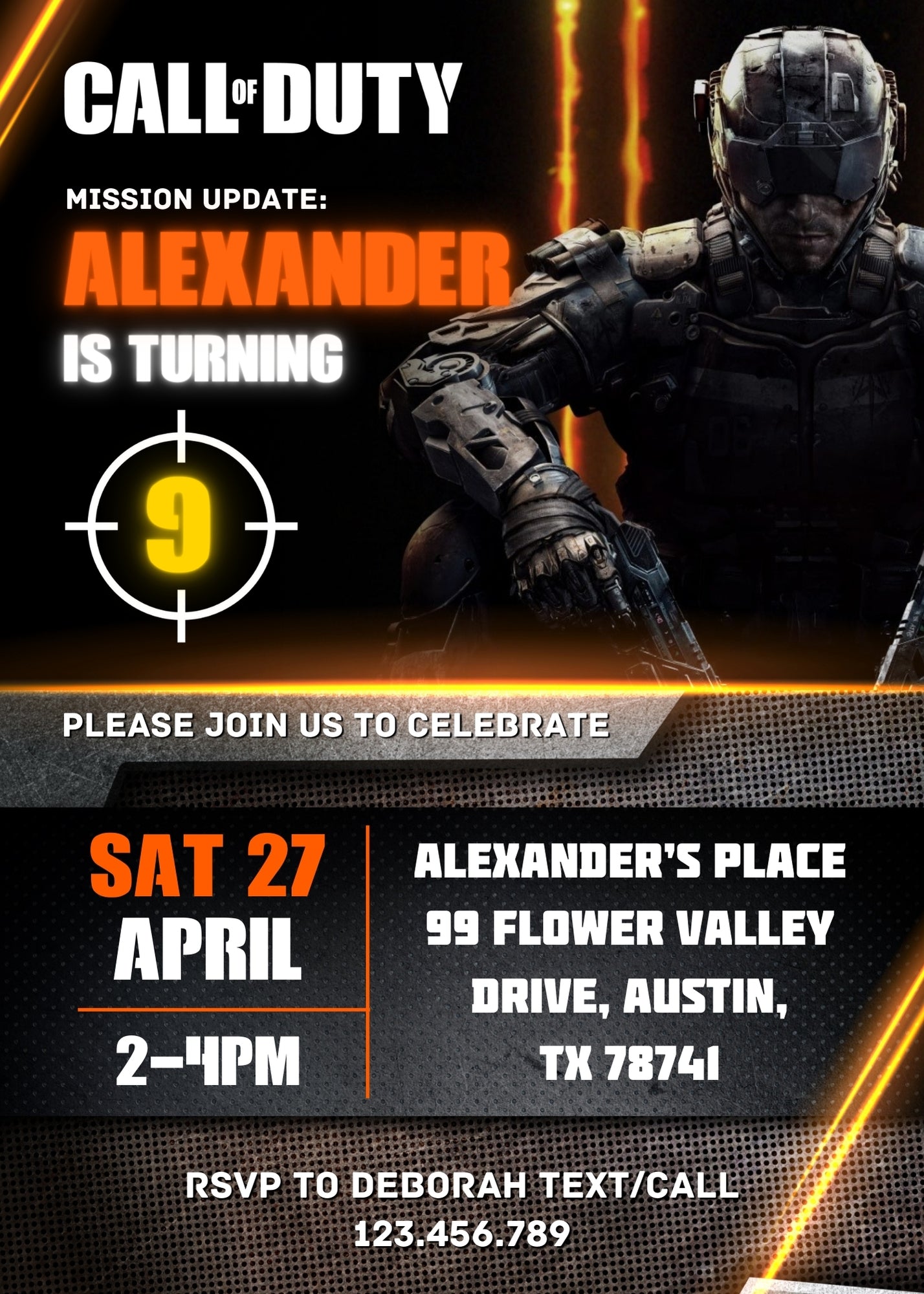 Call of Duty Gamer customizable invitation template | Share or Print | boy | ML497