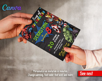 Avengers Marvel Superhero  customizable invitation template | Share or Print | boy | VA638