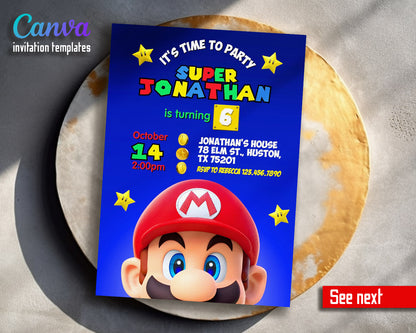 Super Mario Bros  customizable invitation template | Share or Print |  | SN310