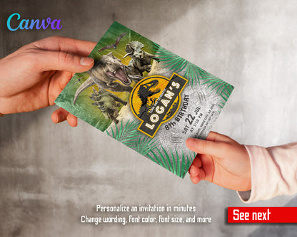 Jurassic Park Dinosaur customizable invitation template | Share or Print |  | VJ870