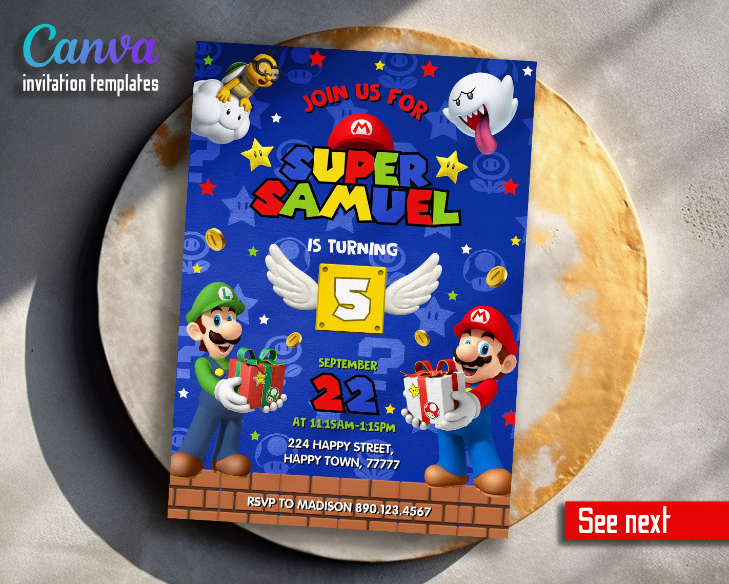 Mario Invitation Inso Super Mario Bros customizable invitation template | Share or Print ...