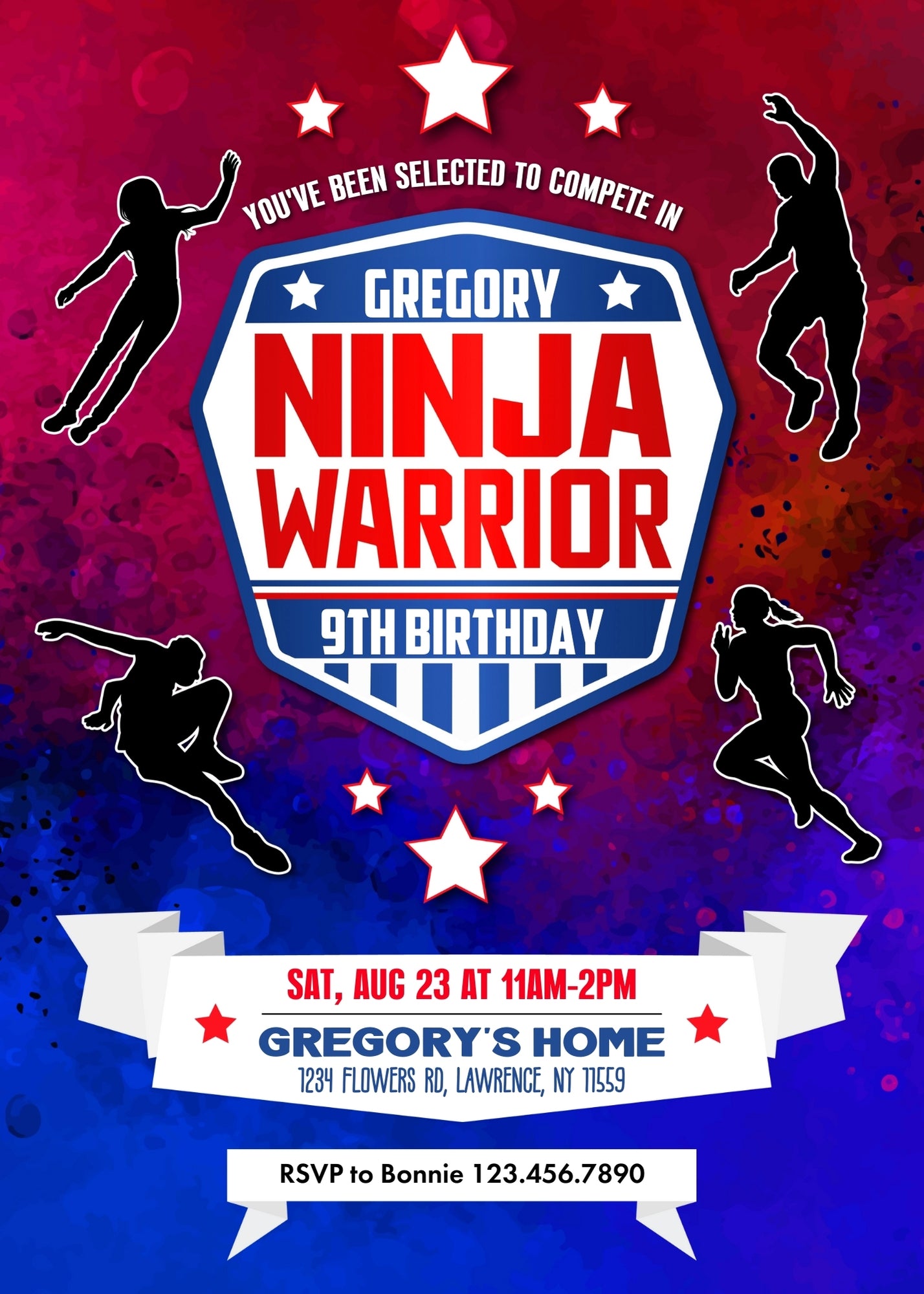 American Ninja Warrior customizable invitation template | Share or Print |  | IC899