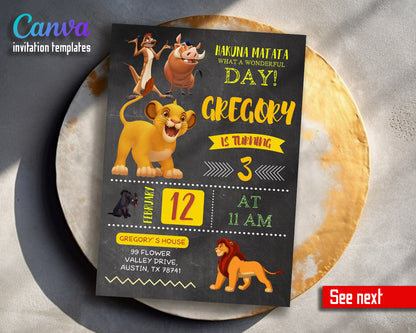 Lion King Simba customizable invitation template | Share or Print |  | ZO785