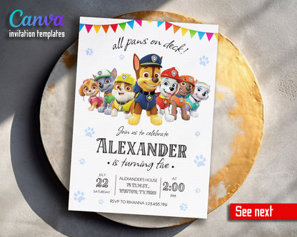 PAW Patrol customizable invitation template | Share or Print | | KD288