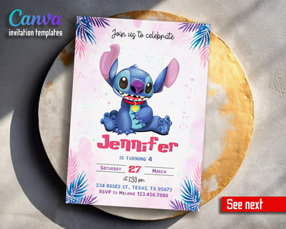 Lilo & Stitch Aloha customizable invitation template | Share or Print |  | KB364