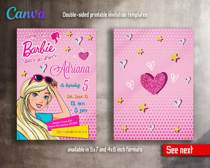 Barbie Pink  customizable invitation template | Share or Print | girl | RP956