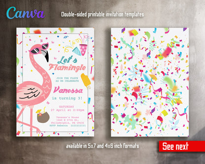 Flamingo Pink customizable invitation template | Share or Print | girl | KI159