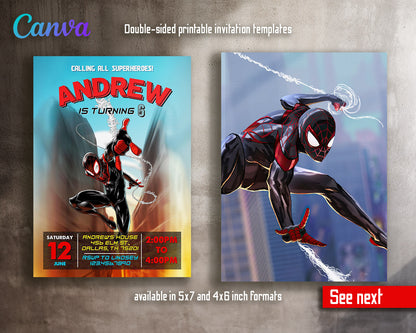 Spider Man Across the Spider-Verse customizable invitation template | Share or Print | boy | FJ542