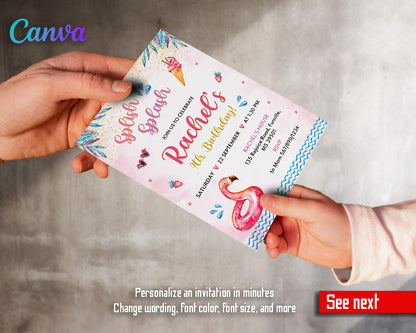 Pool Party customizable invitation template | Share or Print | girl | CO718