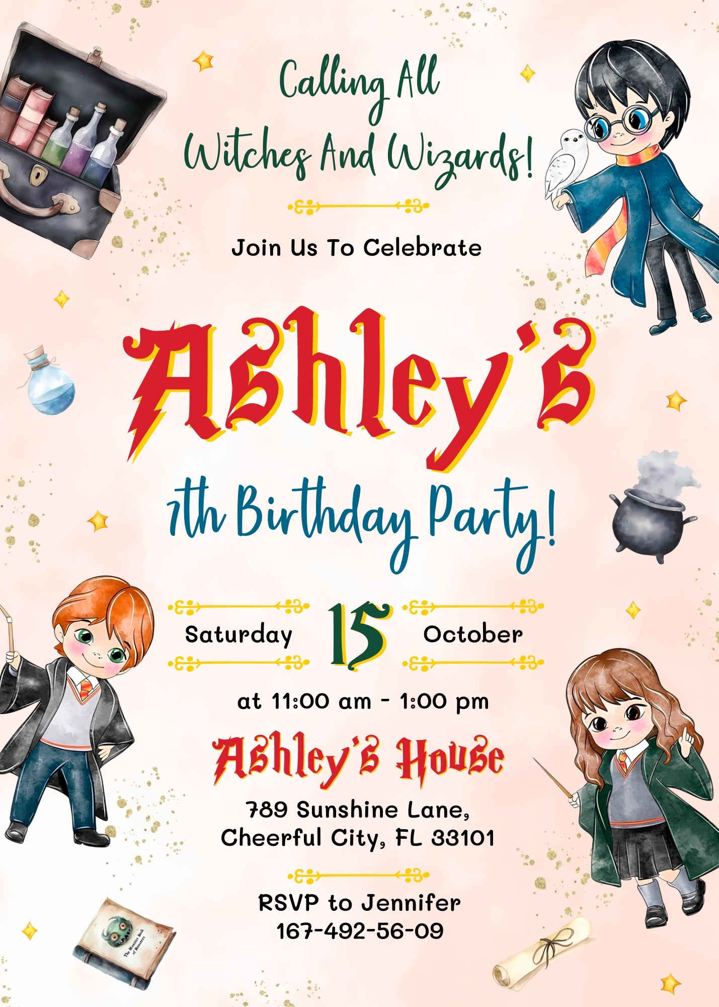 Harry Potter  customizable invitation template | Share or Print |  | IQ988