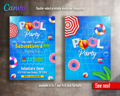 Pool Party customizable invitation template | Share or Print | boy | US513