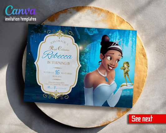 Tiana Frog Princess  customizable invitation template | Share or Print | girl | HJ315