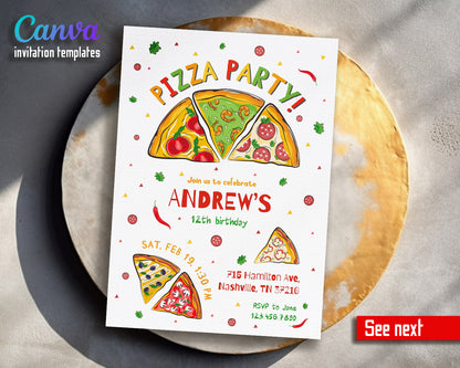 Pizza Party customizable invitation template | Share or Print |  | FA174