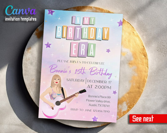 Taylor Swift Eras Tour  customizable invitation template | Share or Print | girl | QG442