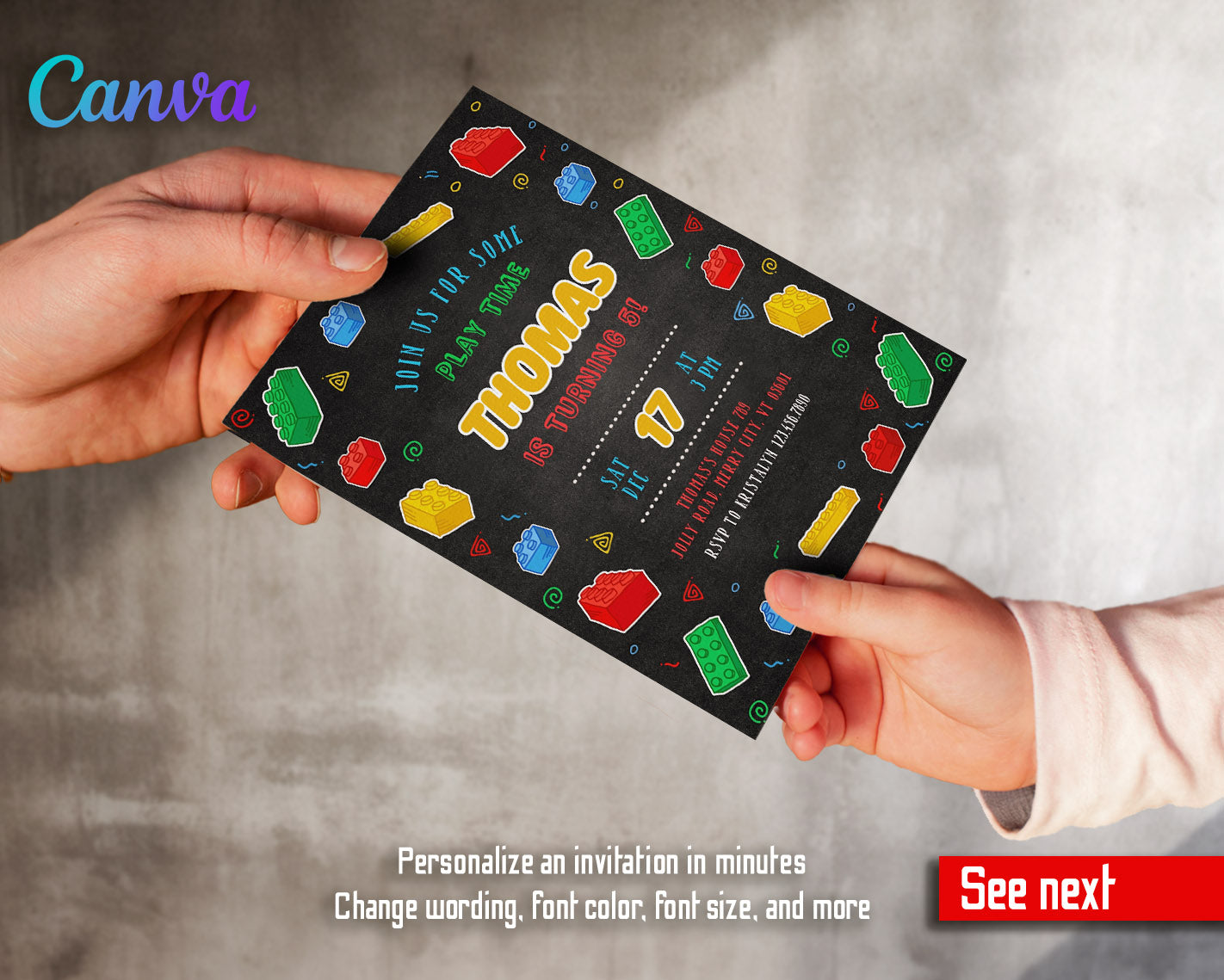 Lego  customizable invitation template | Share or Print |  | TM477