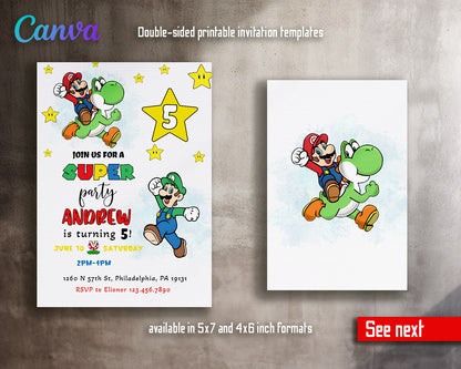 Super Mario Bros  customizable invitation template | Share or Print |  | DR085