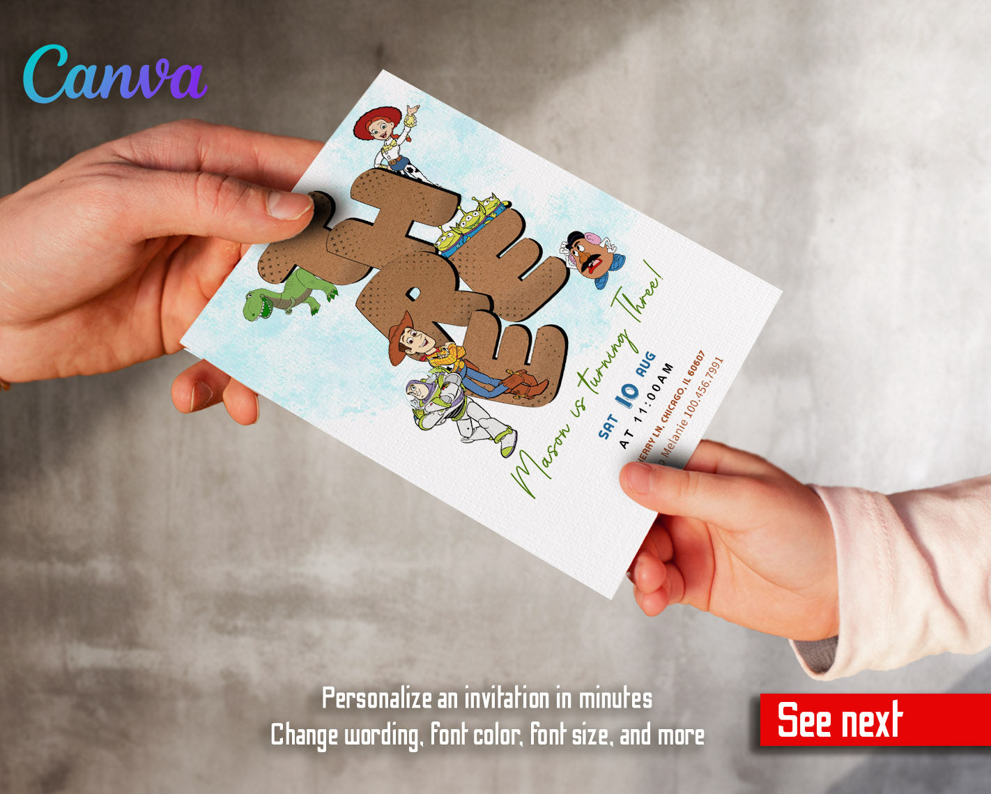 Toy Story Woody  customizable invitation template | Share or Print |  | IS499