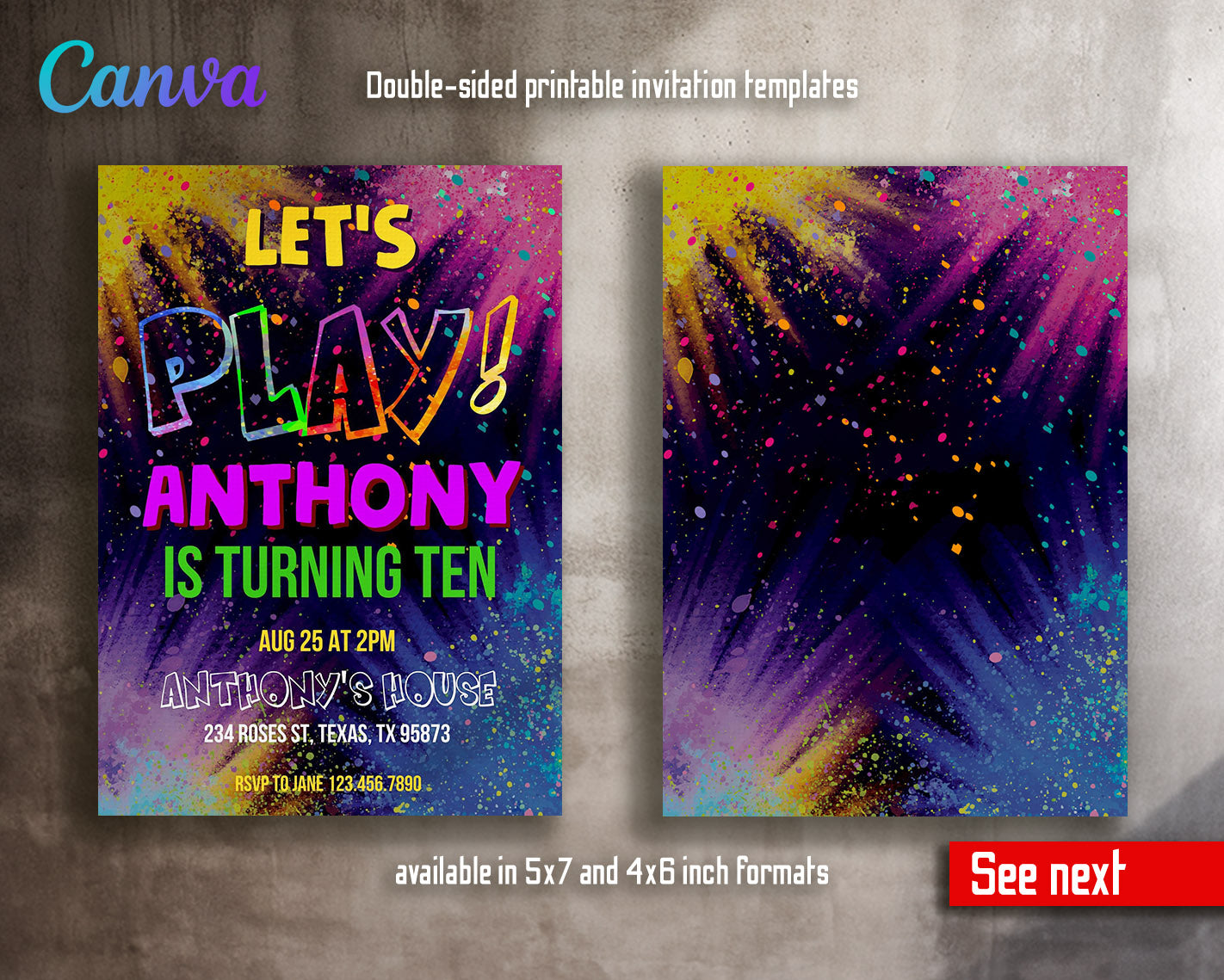 Play Party Gamer customizable invitation template | Share or Print |  | QH417