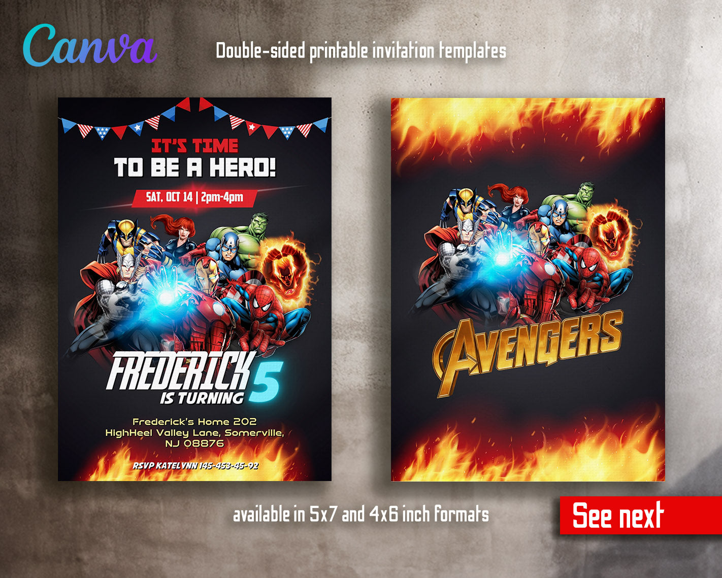 Avengers Marvel Superhero  customizable invitation template | Share or Print | boy | AZ793