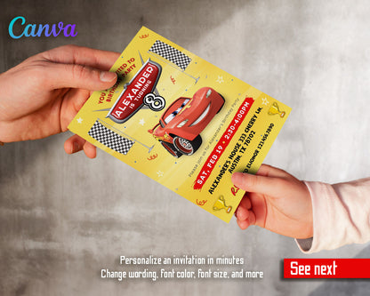 Cars Lightning McQueen customizable invitation template | Share or Print | boy | PD030