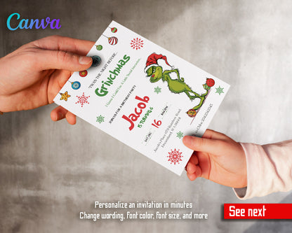 The Grinch  Merry Grinchmas customizable invitation template | Share or Print |  | LE302