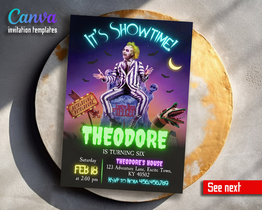 Beetlejuice Halloween customizable invitation template | Share or Print |  | IH789