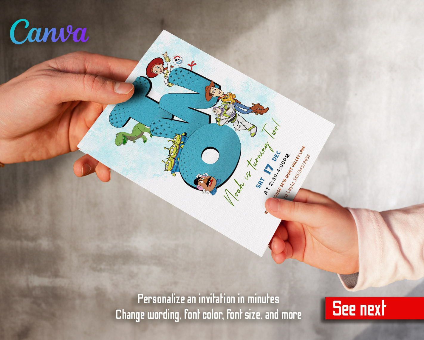 Toy Story Woody  customizable invitation template | Share or Print |  | GC604