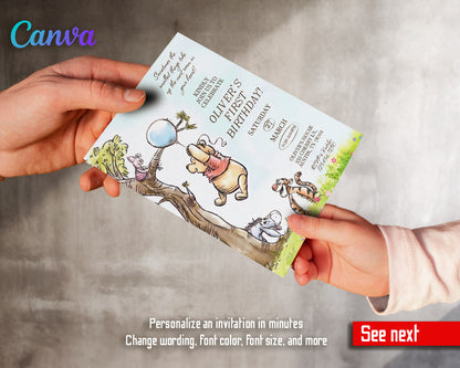 Winnie the Pooh customizable invitation template | Share or Print |  | AF105