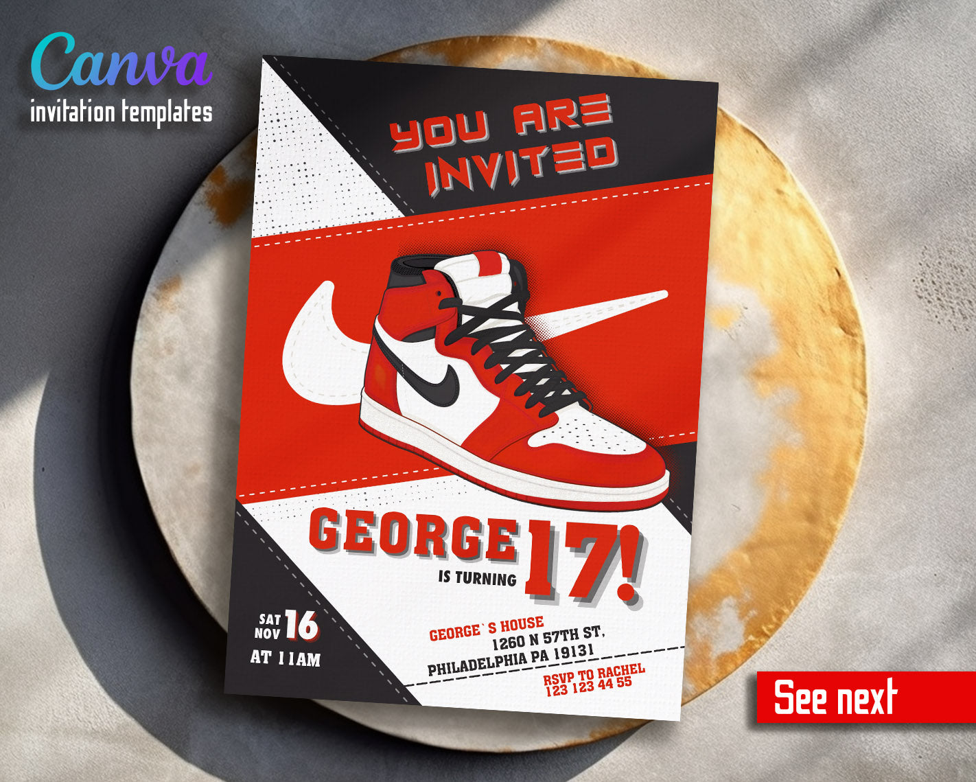 Sneaker Ball Air Jordan Nike customizable invitation template | Share or Print |  | TJ787