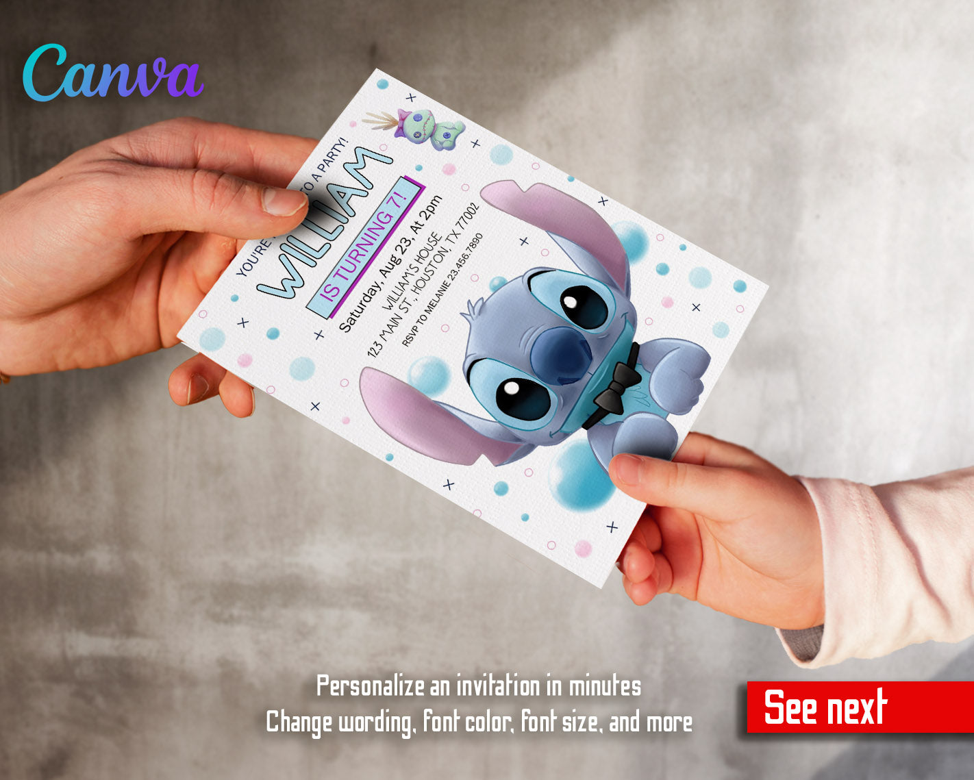 Lilo & Stitch Aloha customizable invitation template | Share or Print |  | LV203