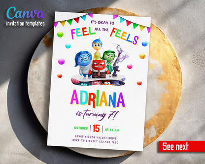 Inside Out 2 customizable invitation template | Share or Print |  | LM225