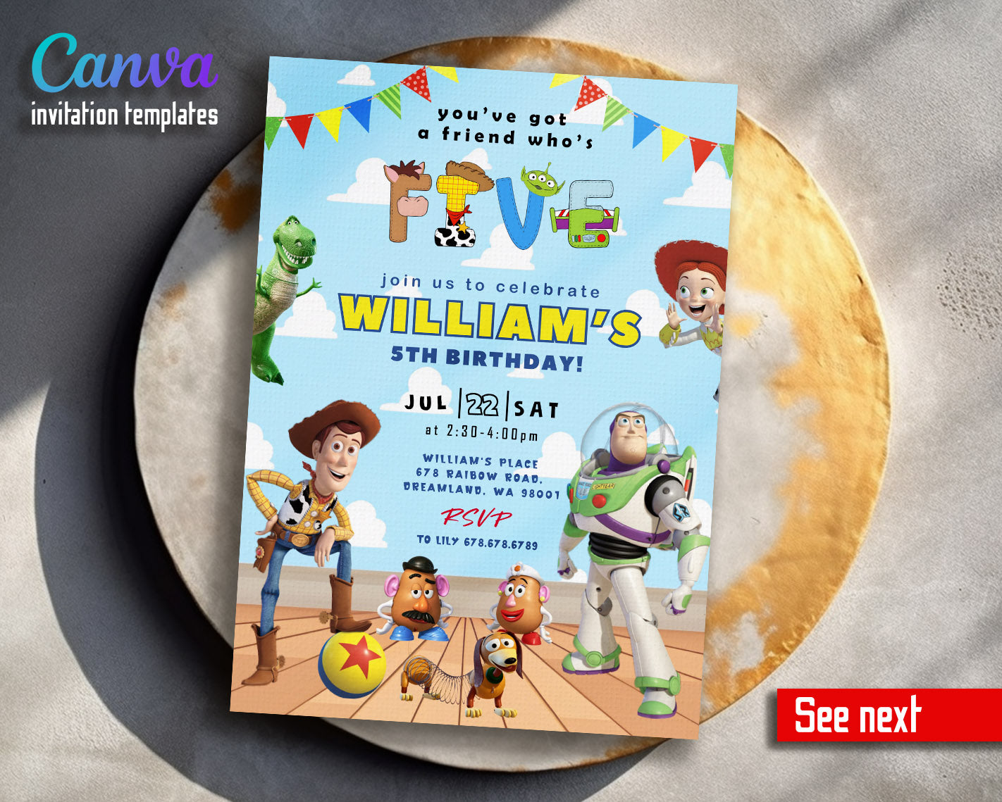 Toy Story Woody  customizable invitation template | Share or Print |  | ZG703