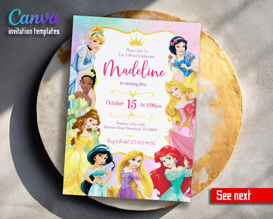 Disney Princess  customizable invitation template | Share or Print | girl | DQ734