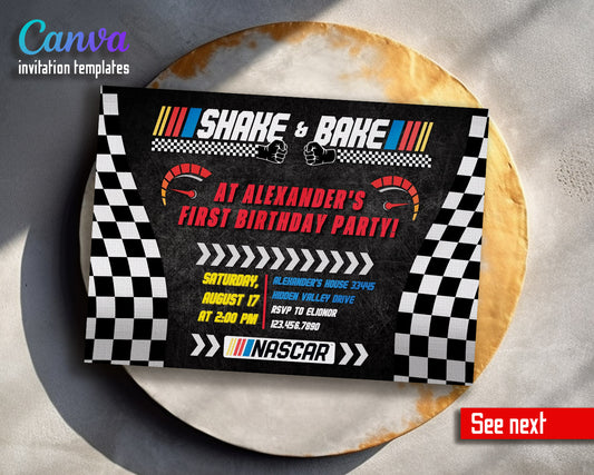 Nascar Ricky Bobby customizable invitation template | Share or Print | boy | FF044