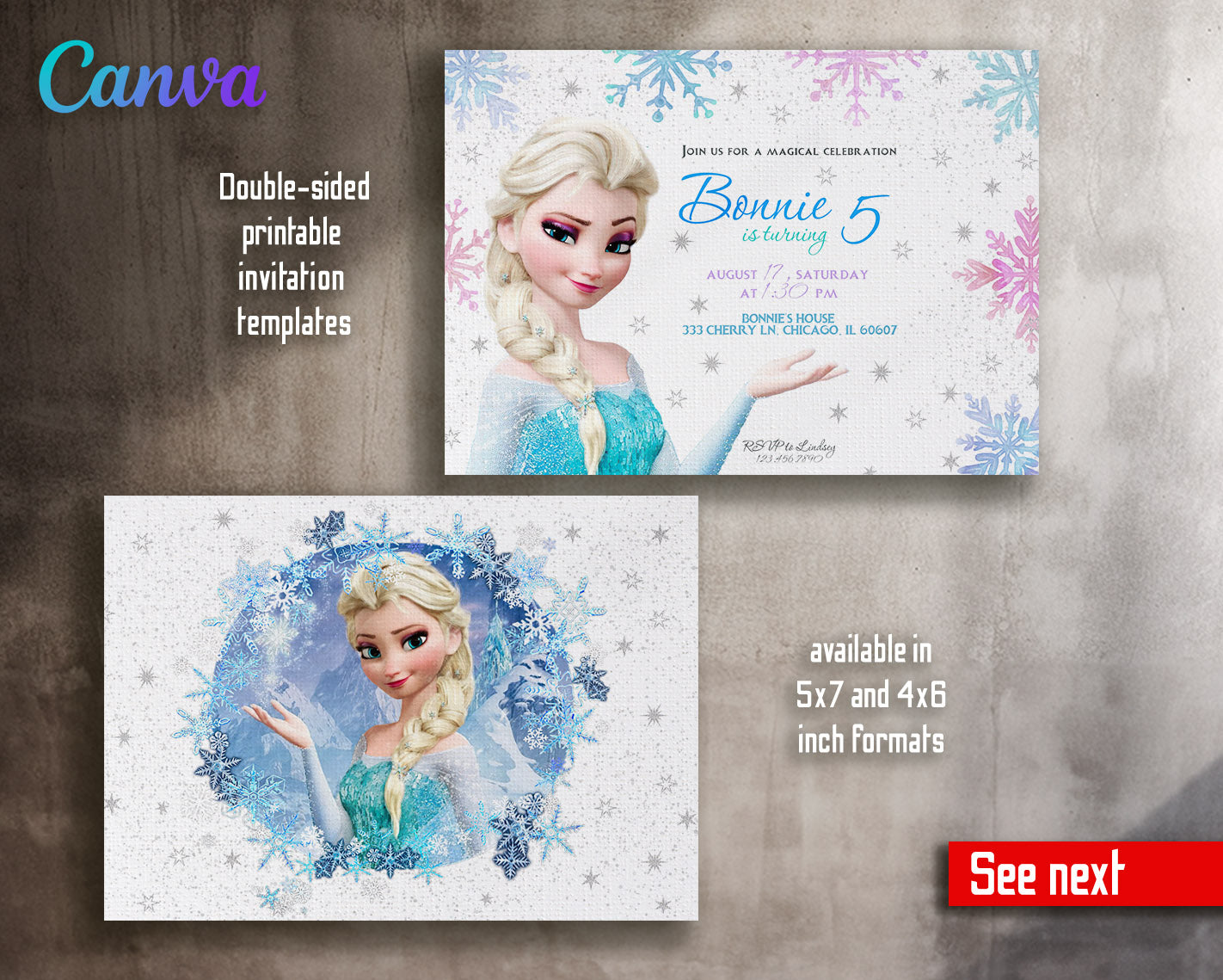 Frozen Elsa  customizable invitation template | Share or Print | girl | VN476