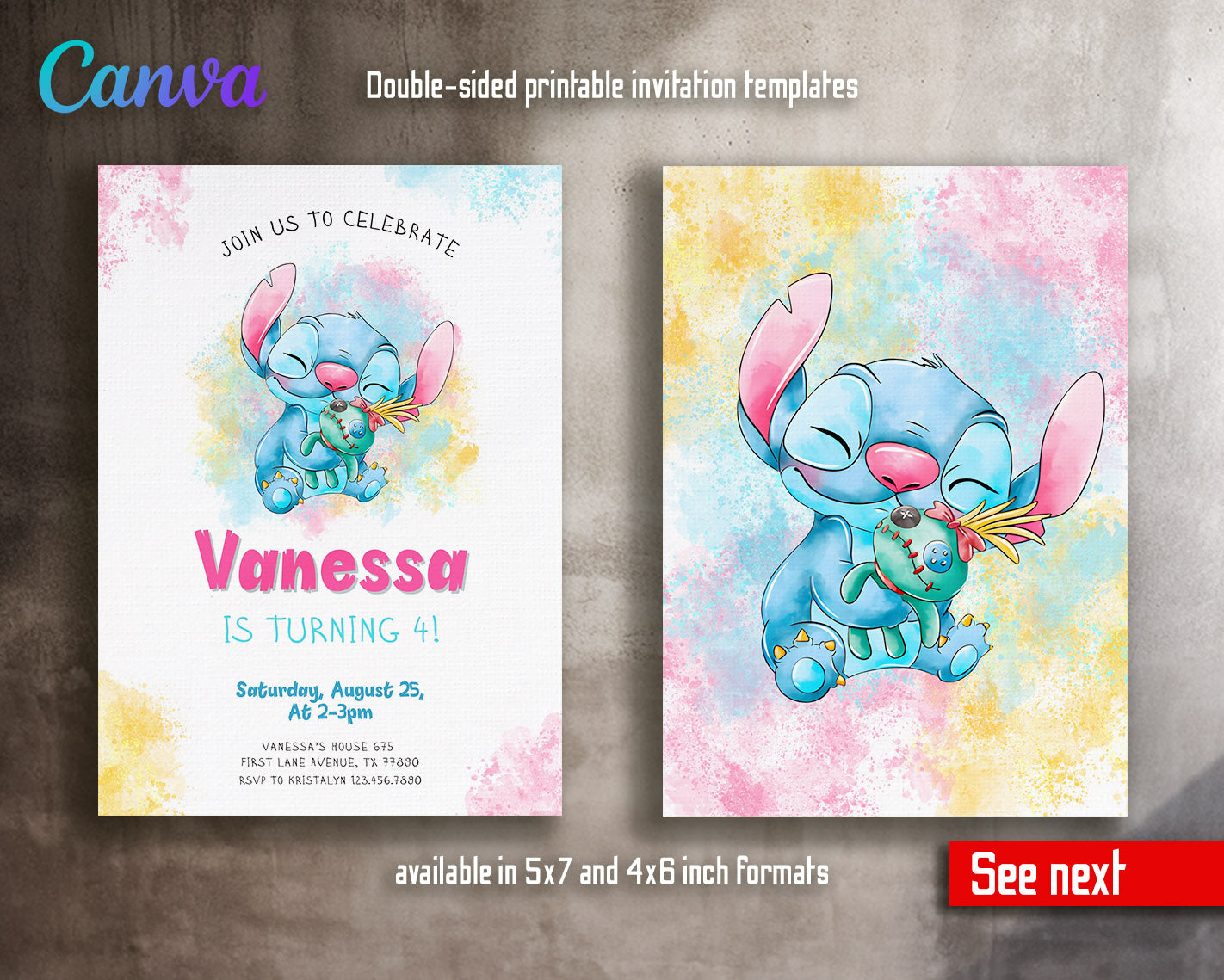 Lilo & Stitch Aloha customizable invitation template | Share or Print |  | RH782