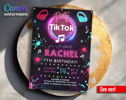 Tik Tok Party customizable invitation template | Share or Print |  | OF997