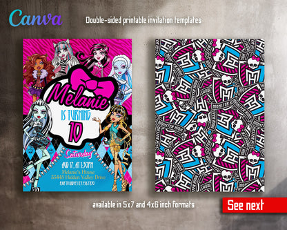 Monster High  customizable invitation template | Share or Print | girl | DE867