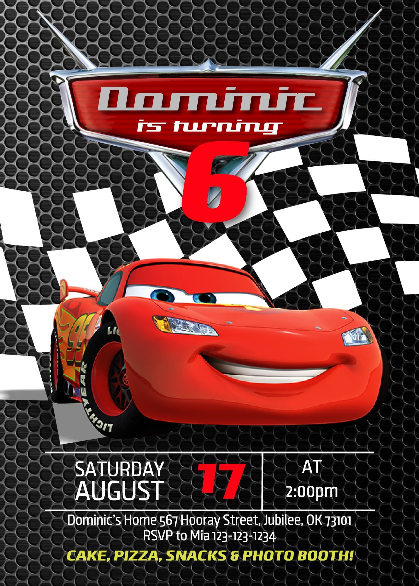 Cars Lighting McQueen customizable invite template | instant download | Share or Print | JL247