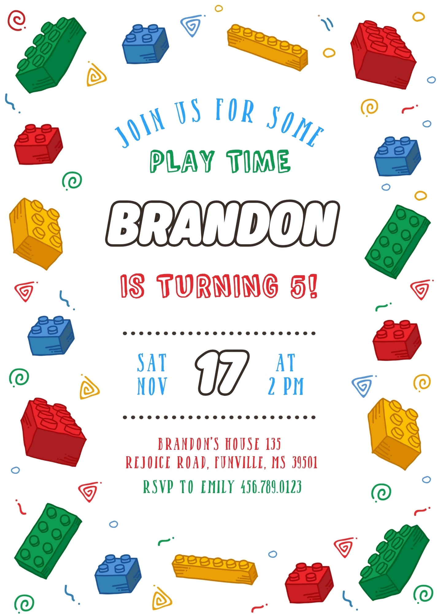 Lego  customizable invitation template | Share or Print |  | HQ721