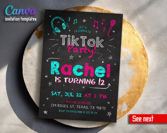 Tik Tok Party customizable invitation template | Share or Print |  | OL660