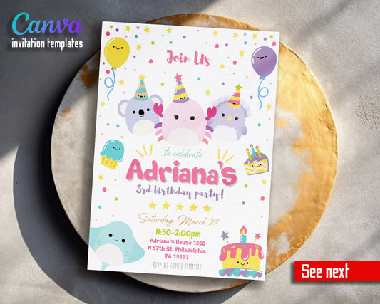 Squishmallows  customizable invitation template | Share or Print |  | IC827