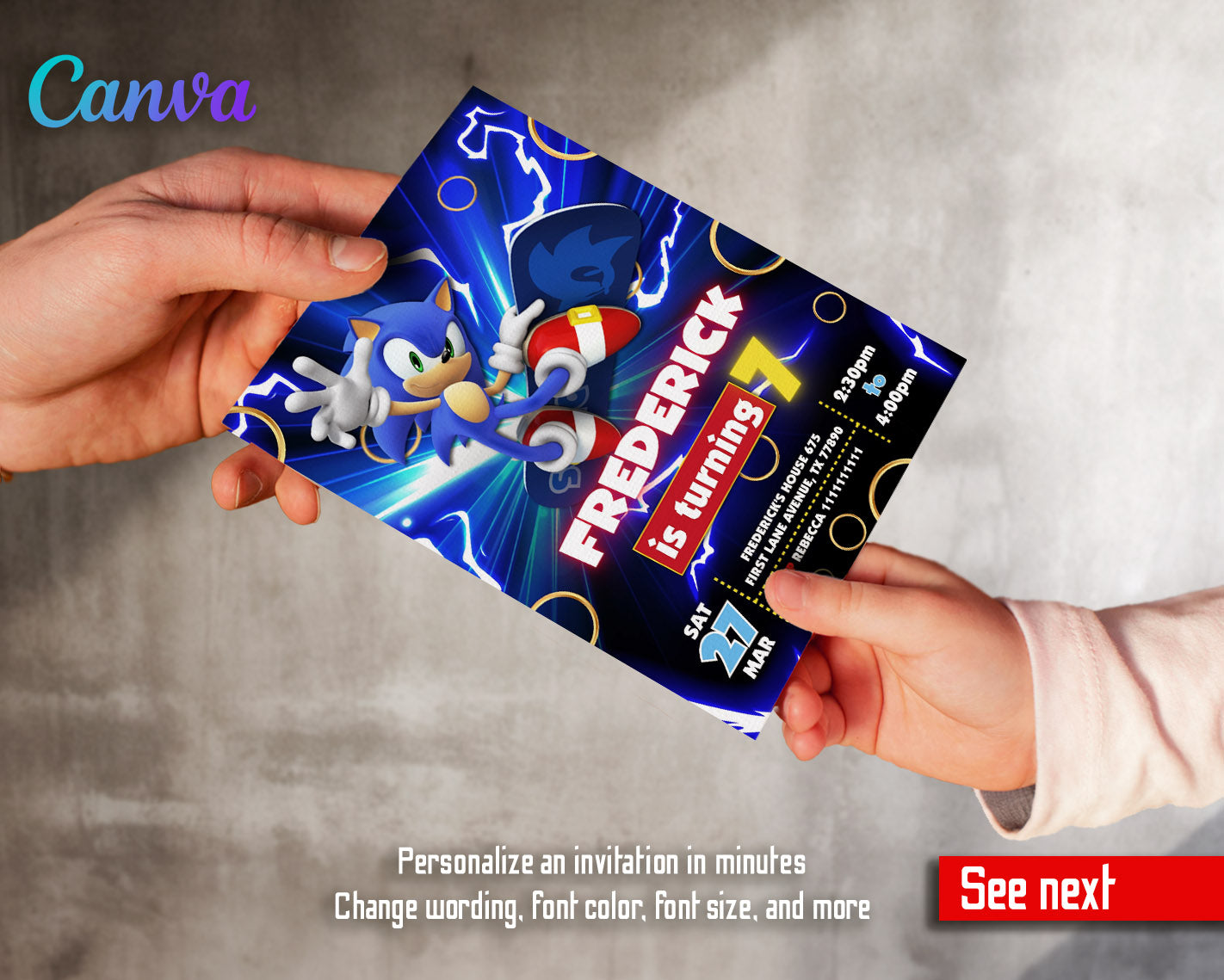 Sonic the Hedgehog customizable invitation template | Share or Print |  | QN691