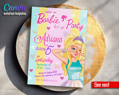 Barbie Pink customizable invitation template | Share or Print | girl | GL456