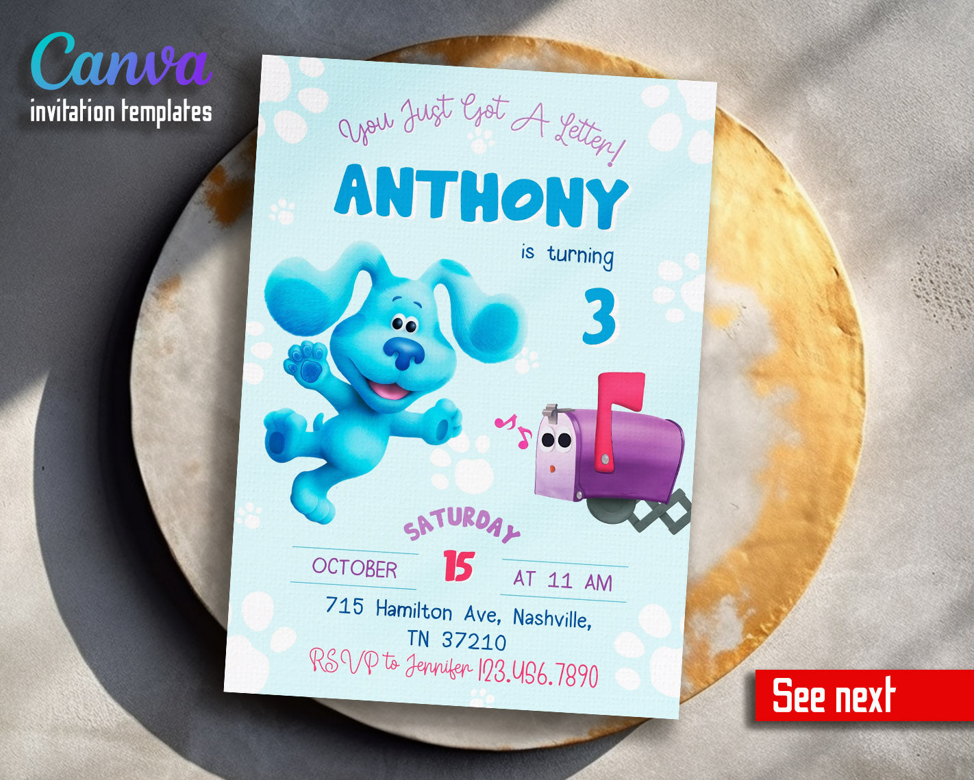 Blue's Clues Puppy customizable invitation template | Share or Print |  | HW653