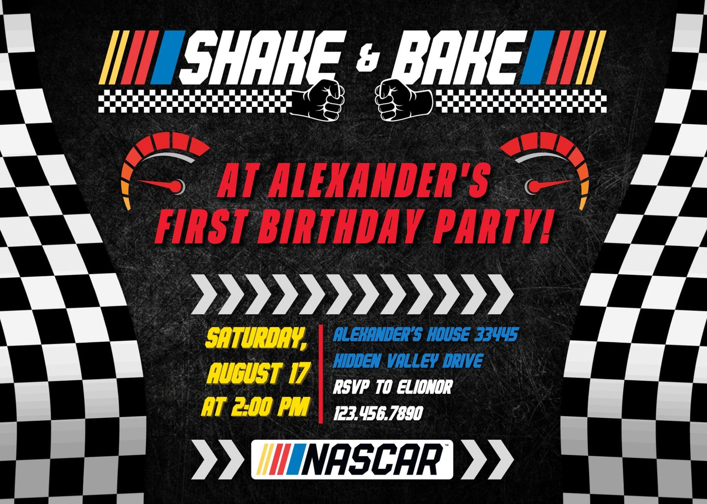 Nascar Ricky Bobby customizable invitation template | Share or Print | boy | FF044