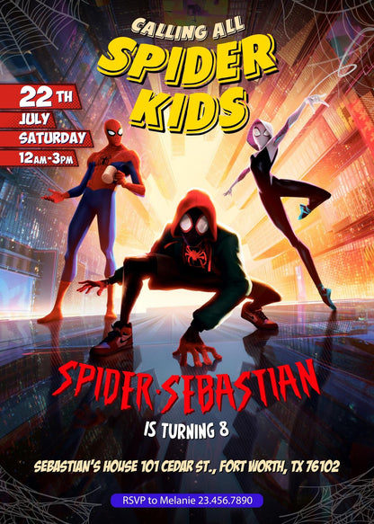 Spiderman Spider Verse customizable invite template | instant download | Share or Print | XJ894